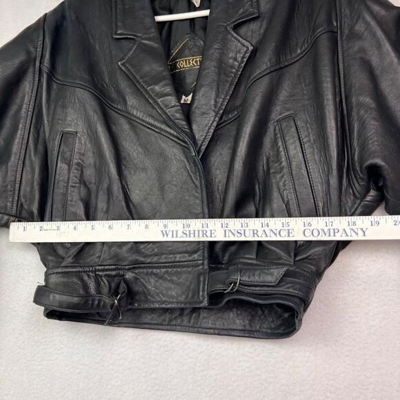 PC Collection Jacket Womens M Black Leather Bomber Moto Biker Rider - Picture 9 of 16